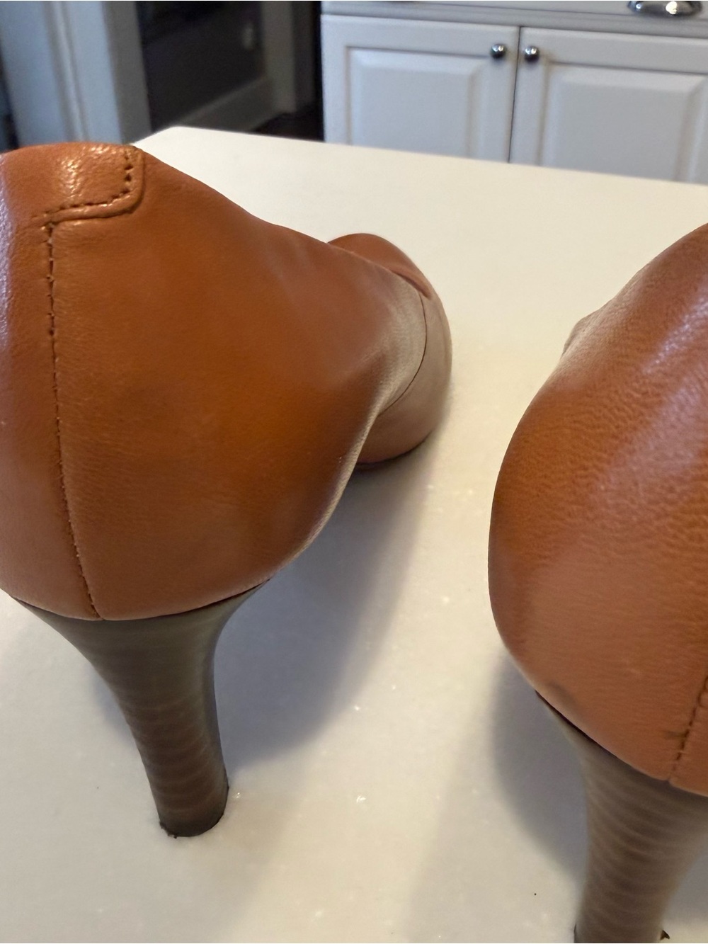 Lauren Ralph Lauren Harper Pumps/ Heels Tan Kidskin Leather Round Toe Sz 7.5 - Picture 9 of 14